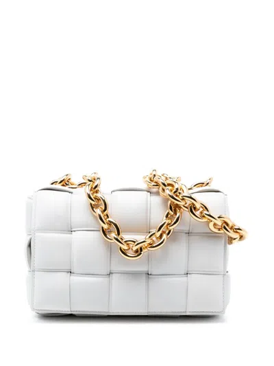 Pre-owned Bottega Veneta 2012-2026 Nappa Intrecciato Padded Chain Cassette Satchel In White