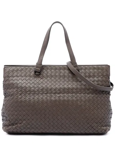 Pre-owned Bottega Veneta 2012-2026 Nappa Intrecciato Satchel In Brown