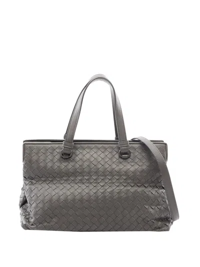 Pre-owned Bottega Veneta 2012-2026 Nappa Intrecciato Satchel In Grey