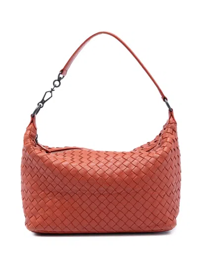 Pre-owned Bottega Veneta 2012-2026 Nappa Intrecciato Shoulder Bag In Brown