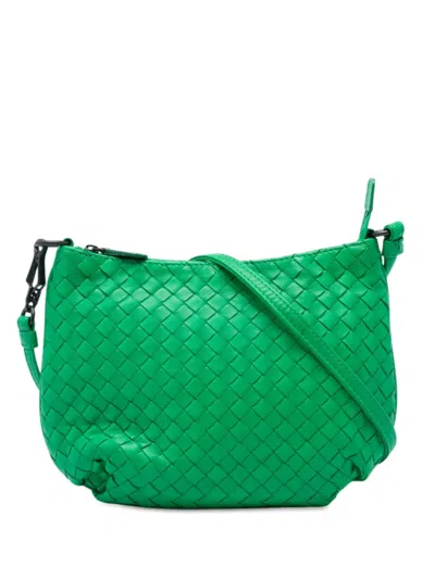 Pre-owned Bottega Veneta 2012-2026 Nappa Intrecciato Shoulder Bag In Green