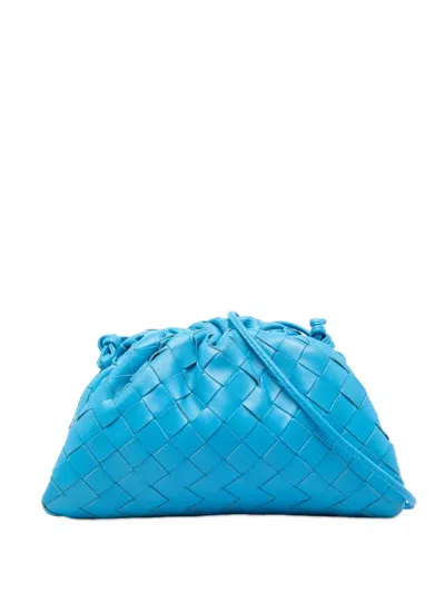 Pre-owned Bottega Veneta 2012-2026 Nappa Intrecciato The Mini Pouch Crossbody Bag In Blue