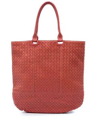 Pre-owned Bottega Veneta 2012-2026 Nappa Intrecciato Tote Bag In Orange