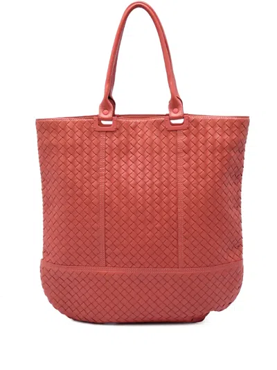 Pre-owned Bottega Veneta 2012-2026 Nappa Intrecciato Tote Bag In Orange