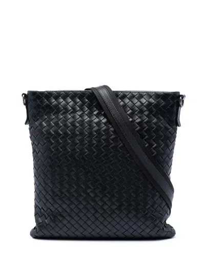 Pre-owned Bottega Veneta 2012-2026 Nappa Intrecciato Vn Crossbody Bag In Black