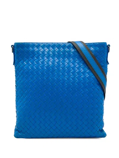 Pre-owned Bottega Veneta 2012-2026 Nappa Intrecciato Vn Crossbody Bag In Blue