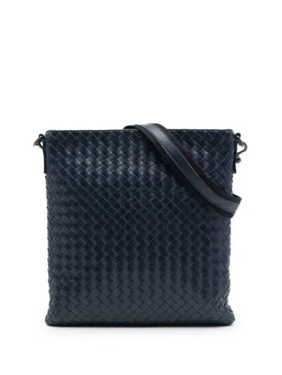 Pre-owned Bottega Veneta 2012-2026 Nappa Intrecciato Vn Crossbody Bag In Blue