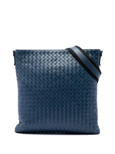 Pre-owned Bottega Veneta 2012-2026 Nappa Intrecciato Vn Crossbody Bag In Blue