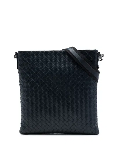 Pre-owned Bottega Veneta 2012-2026 Nappa Intrecciato Vn Crossbody Bag In Blue