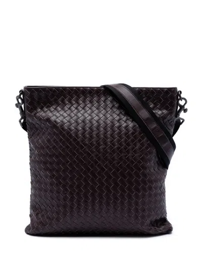 Pre-owned Bottega Veneta 2012-2026 Nappa Intrecciato Vn Crossbody Bag In Brown