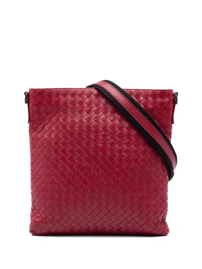 Pre-owned Bottega Veneta 2012-2026 Nappa Intrecciato Vn Crossbody Bag In Red