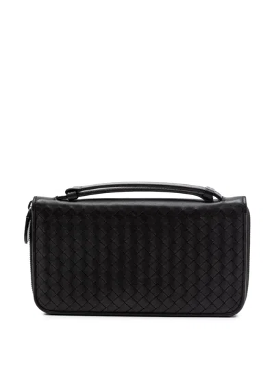 Pre-owned Bottega Veneta 2012-2026 Nappa Intrecciato Vn Travel Organizer Wallet Long Wallets In Black