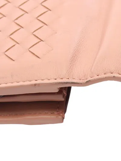 Pre-owned Bottega Veneta 2012-2026 Nappa Intrecciato Wallet On Chain Crossbody Bag In Pink