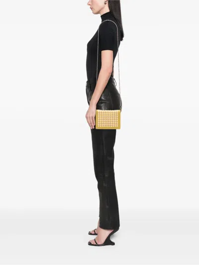 Pre-owned Bottega Veneta 2012-2026 Nappa Intrecciato Wallet On Chain Crossbody Bag In Yellow