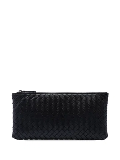 Pre-owned Bottega Veneta 2012-2026 Nappa Intrecciato Zip Pouch In Black