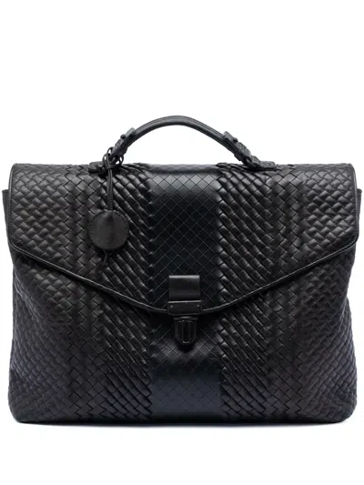 Pre-owned Bottega Veneta 2012-2026 Nappa Intreccio Imperatore Business Bag In Brown