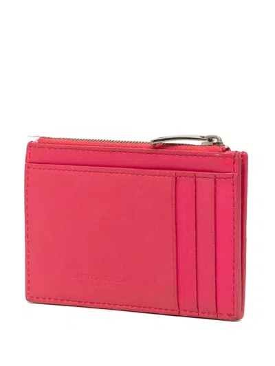 Pre-owned Bottega Veneta 2012-2026 Nappa Maxi Intrecciato Cassette Case Card Holder In Pink