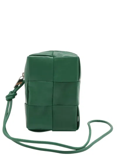 Pre-owned Bottega Veneta 2012-2026 Nappa Maxi Intrecciato Cassette Zip With Strap Pouch In Green