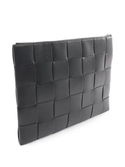 Pre-owned Bottega Veneta 2012-2026 Nappa Maxi Intrecciato Clutch Bag In Black