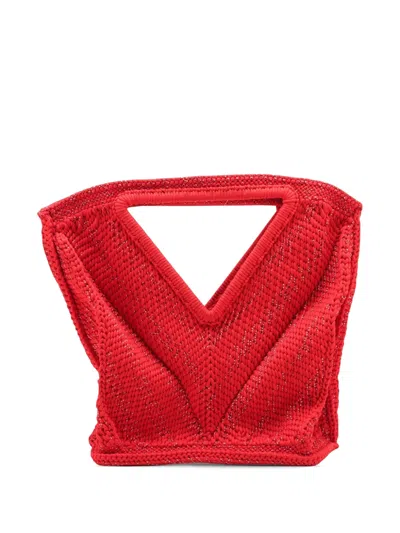 Pre-owned Bottega Veneta 2012-2026 Nylon Crochet Point Tote Bag In Red