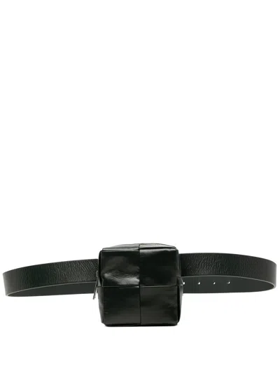 Pre-owned Bottega Veneta 2012-2026 Paper Calfskin Intrecciato Cassette Belt Bag In Green