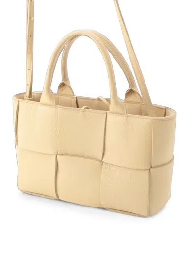 Pre-owned Bottega Veneta 2012-2026 Small Lambskin Maxi Intreccio Arco Tote Satchel In Neutrals