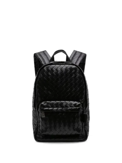 Pre-owned Bottega Veneta 2012-2026 Small Leather Intrecciato Backpack In Black