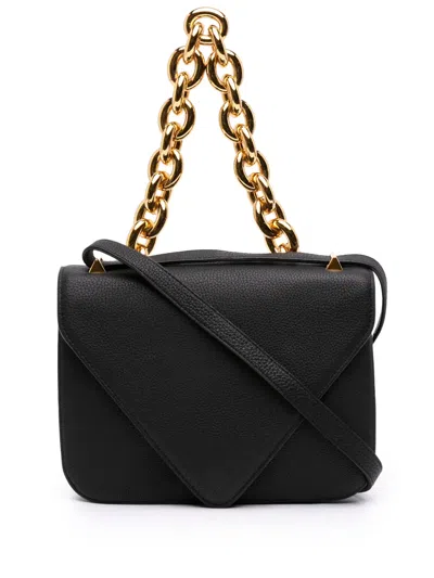 Pre-owned Bottega Veneta 2012-2026 Small Leather Mount Envelope Chain Bag Satchel In Black