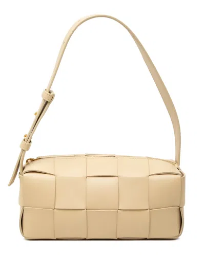 Pre-owned Bottega Veneta 2012-2026 Small Nappa Intrecciato Brick Cassette Shoulder Bag In Brown