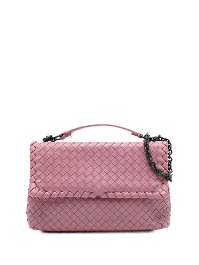 Pre-owned Bottega Veneta 2012-2026 Small Nappa Intrecciato Olimpia Shoulder Bag In Pink