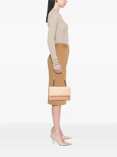 Pre-owned Bottega Veneta 2012-2026 Small Nappa Intrecciato Olimpia Shoulder Bag In Pink