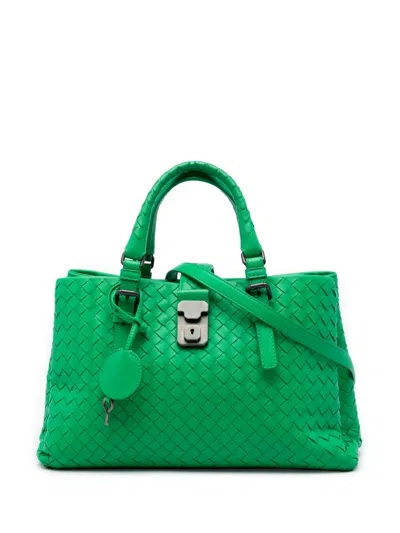 Pre-owned Bottega Veneta 2012-2026 Small Nappa Intrecciato Roma Satchel In Green