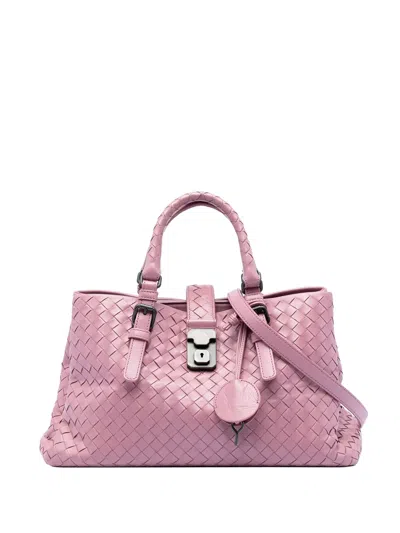 Pre-owned Bottega Veneta 2012-2026 Small Nappa Intrecciato Roma Satchel In Pink
