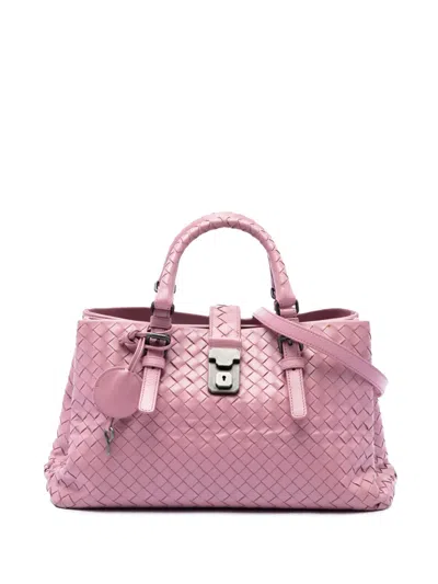 Pre-owned Bottega Veneta 2012-2026 Small Nappa Intrecciato Roma Satchel In Pink