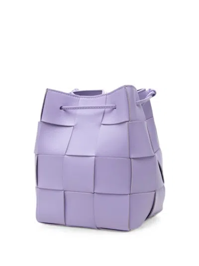 Pre-owned Bottega Veneta 2012-2026 Small Nappa Maxi Intrecciato Cassette Bucket Bag In Purple