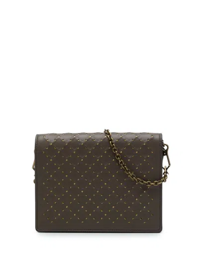 Pre-owned Bottega Veneta 2012-2026 Studded Nappa Catena Wallet On Chain Crossbody Bag In Brown