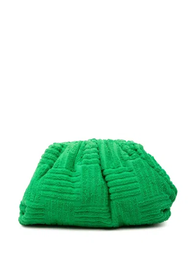 Pre-owned Bottega Veneta 2012-2026 Teen Terry Cloth The Pouch Clutch Bag In Green