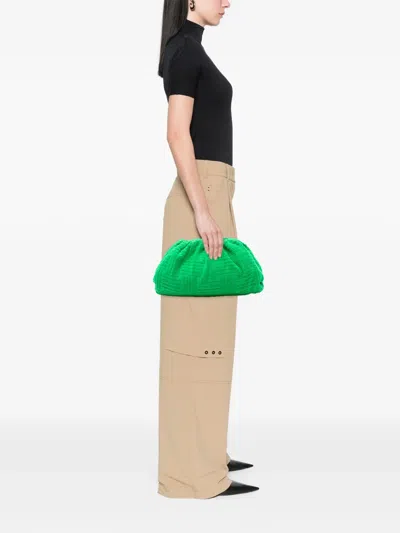 Pre-owned Bottega Veneta 2012-2026 Terry Cloth The Pouch Clutch Bag In Green