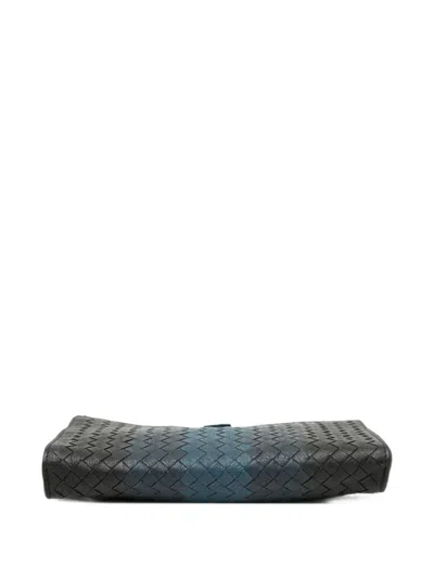 Pre-owned Bottega Veneta 2012-2026 Tricolor Nappa Intrecciato Multifunction Clutch Bag In Black