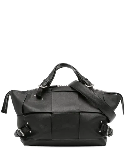 Pre-owned Bottega Veneta 2013-2025 Buffalo Maxi Intrecciato Arco Tool Tote Satchel In Black
