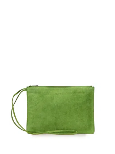 Pre-owned Bottega Veneta 2013-2025 Suede Clutch Bag In Green