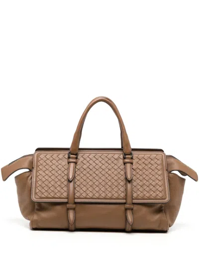 Pre-owned Bottega Veneta 2015 Monaco Intrecciato Handbag In Brown