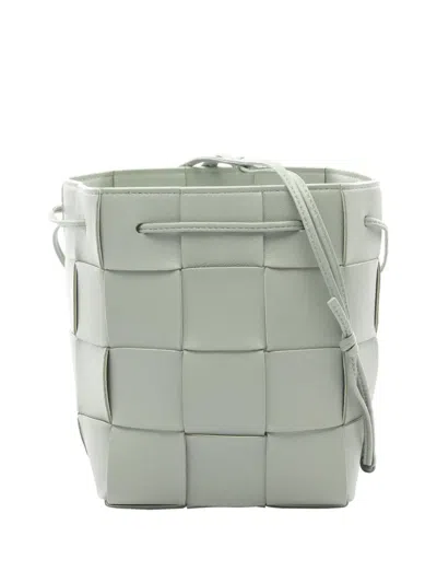 Pre-owned Bottega Veneta 2015-2026 Nappa Maxi Intrecciato Cassette Bucket Bag In Grey