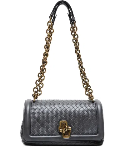 Pre-owned Bottega Veneta 2017-2024 Olimpia Knot Intrecciato Shoulder Bag In Gray