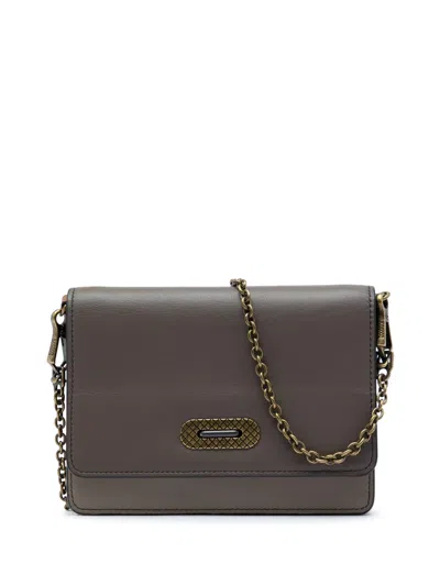 Pre-owned Bottega Veneta 2017 Bicolor Nappa Wallet On Chain Crossbody Bag In 褐色