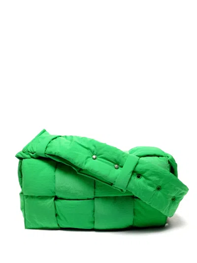 Pre-owned Bottega Veneta 2017-2025 Intrecciato Padded Cassette Cross-body Bag In Green