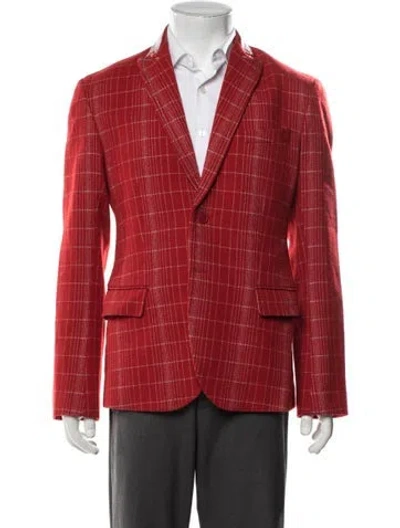 Pre-owned Bottega Veneta 2018 Plaid Print Sport Coat In Red