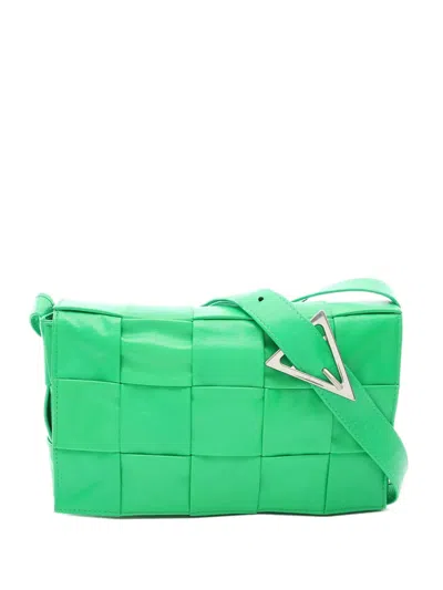 Pre-owned Bottega Veneta 2019 Nappa Intrecciato Cassette Crossbody Bag In Green