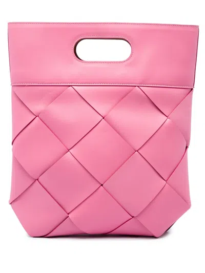 Pre-owned Bottega Veneta 2019-2021 Medium Leather Maxi Intrecciato Slip Tote Bag In Pink