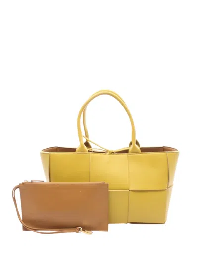 Pre-owned Bottega Veneta 2019-2026 Small Maxi Intrecciato Arco Tote Bag In Yellow